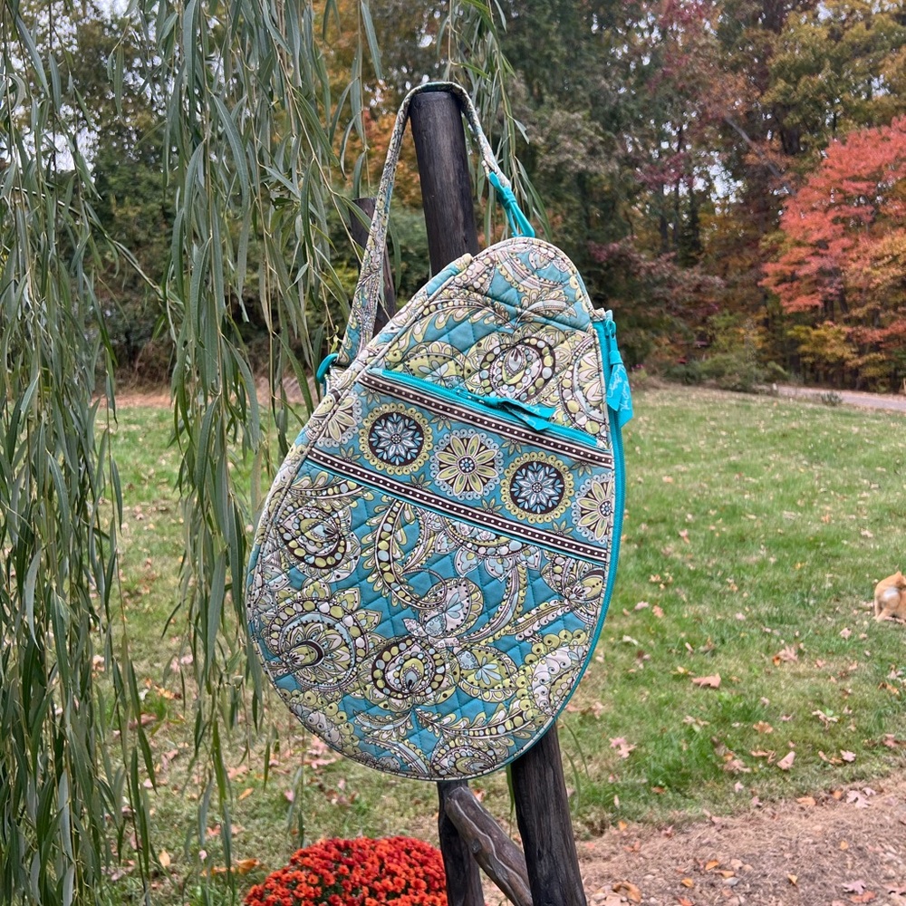Vera Bradley Stylish Quilted Paisley Peacock pattern  Tennis Bag -